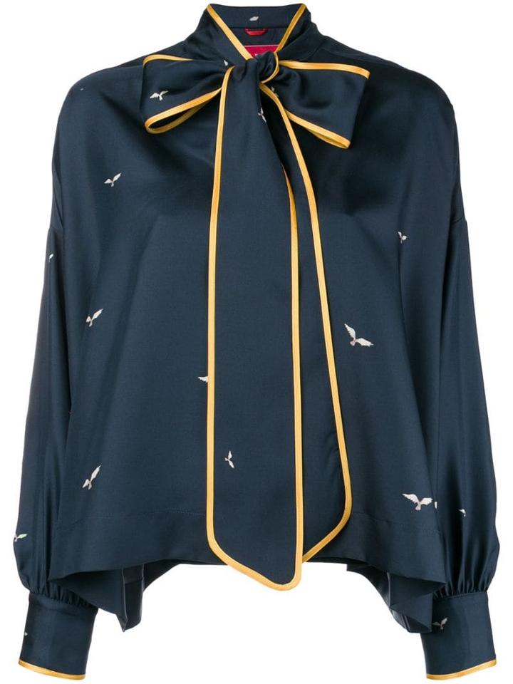 F.r.s For Restless Sleepers Bow Neckline Blouse - Blue