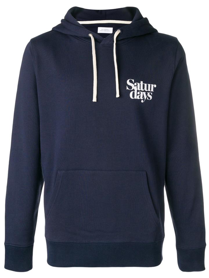 Saturdays Nyc Logo Detail Hoody - Blue