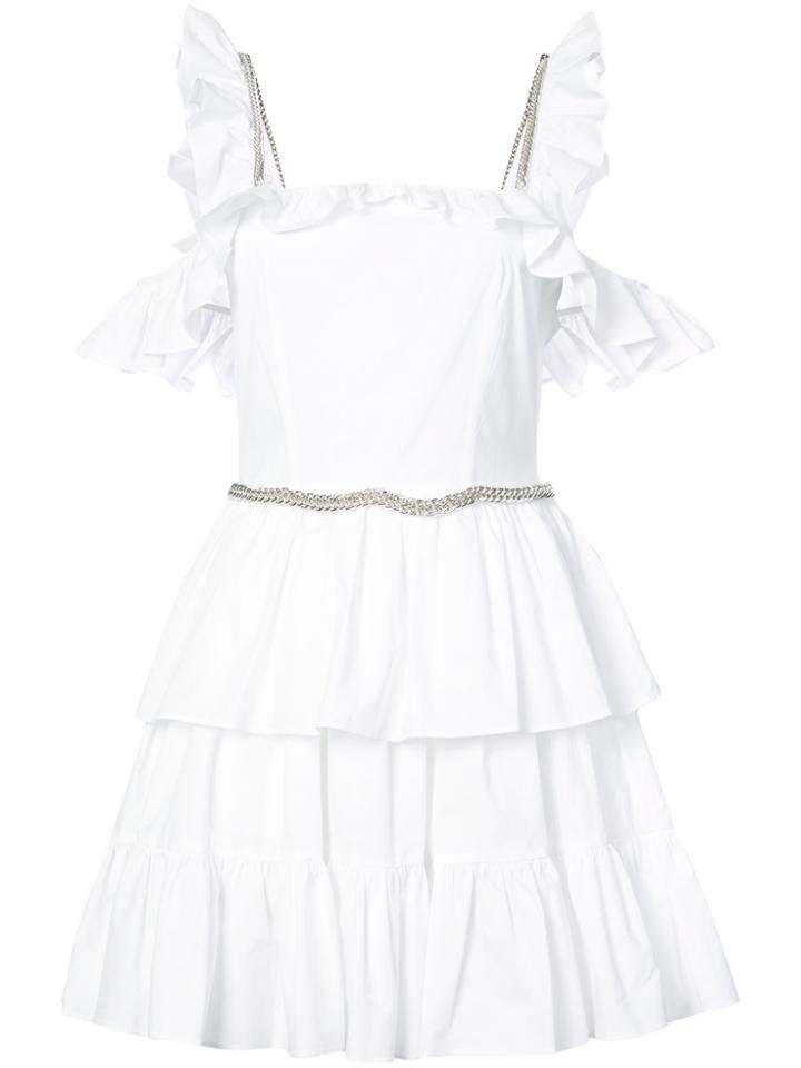 Christopher Kane Chain Strap Frill Trim Mini Dress - White