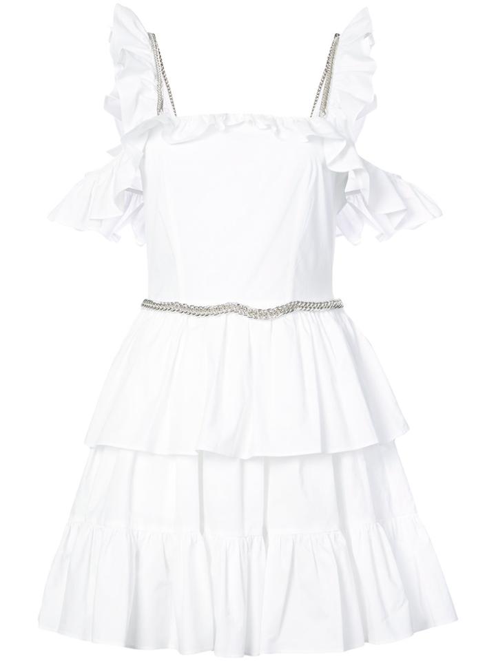 Christopher Kane Chain Strap Frill Trim Mini Dress - White