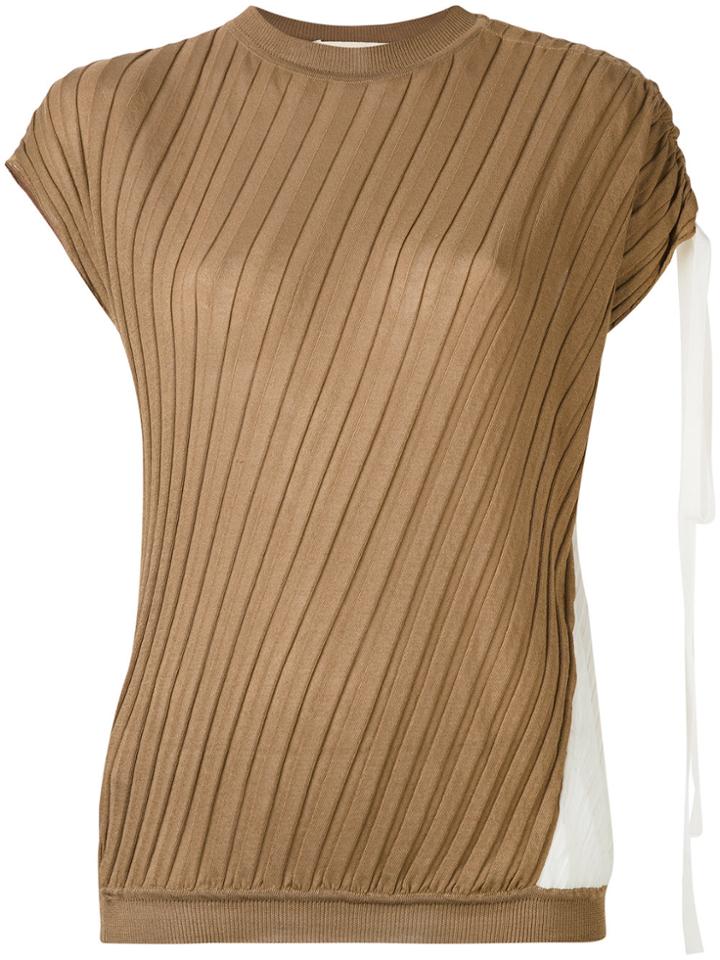 Marni Ribbed Asymmetric Top - Brown