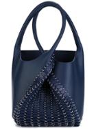 Paco Rabanne Twist Handle Studded Tote, Women's, Blue, Calf Leather