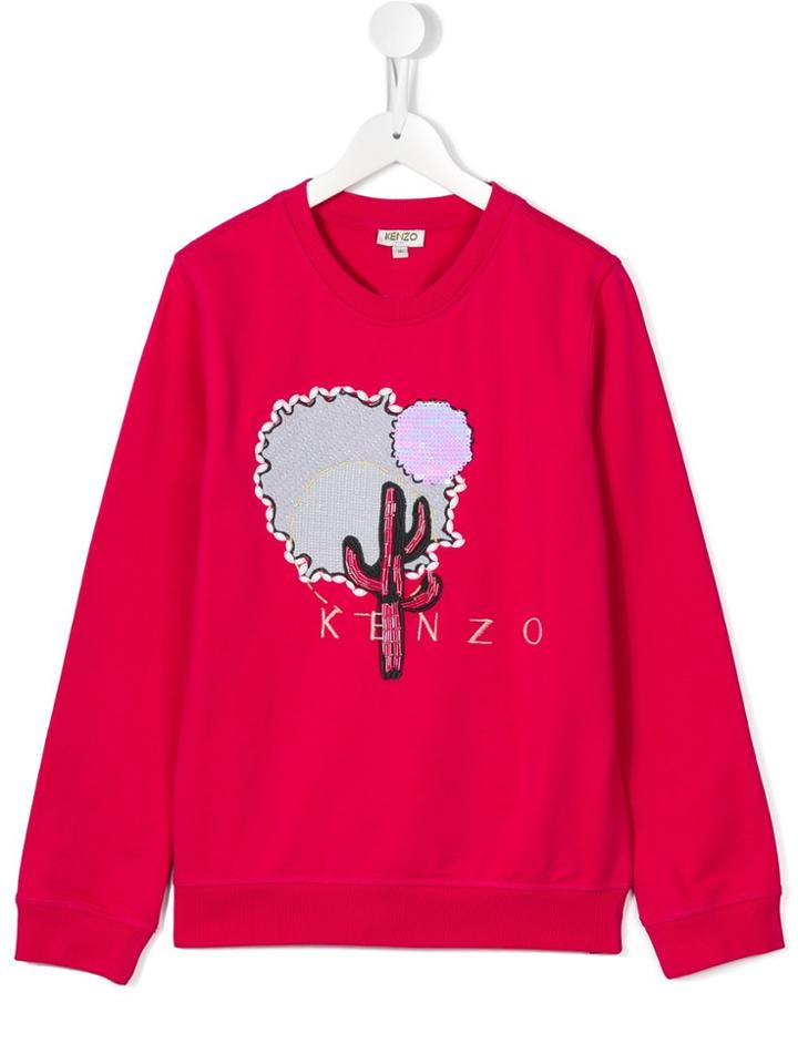 Kenzo Kids Embellished Cactus Embroidered Sweatshirt - Pink & Purple