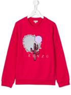 Kenzo Kids Embellished Cactus Embroidered Sweatshirt - Pink & Purple
