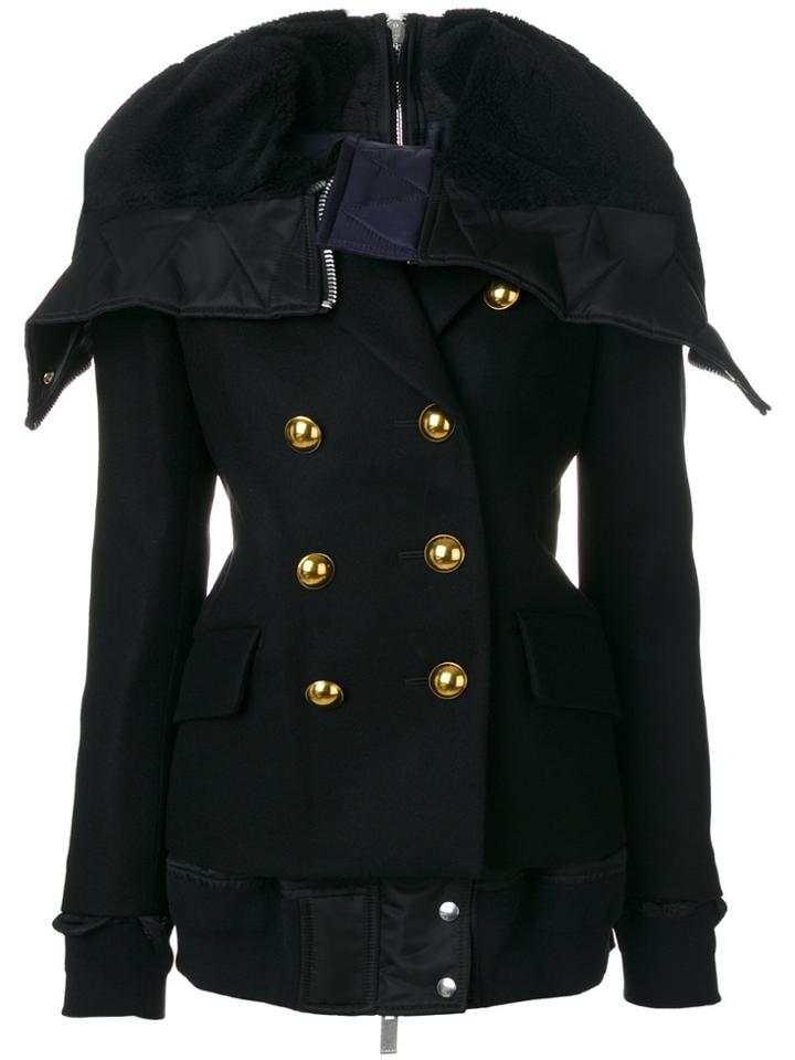 Sacai Oversized Collar Military Jacket - Black