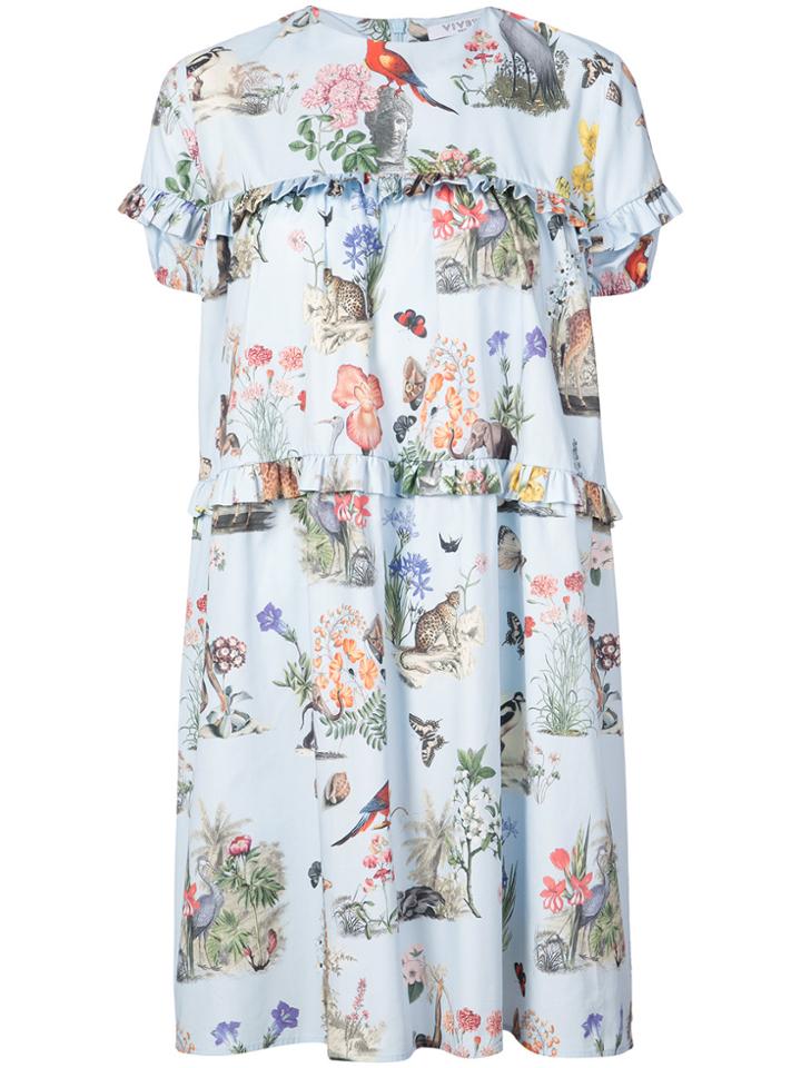 Vivetta Safari Print Ruffle Flared Dress - Blue