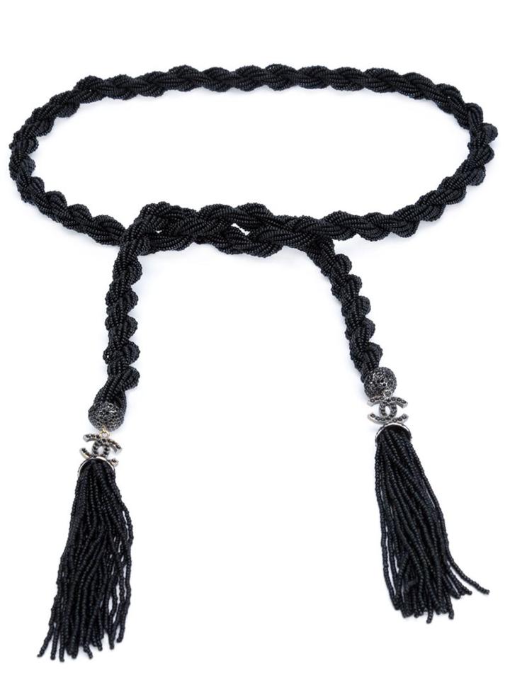 Chanel Vintage Beaded Rope Belt, Women's, Black