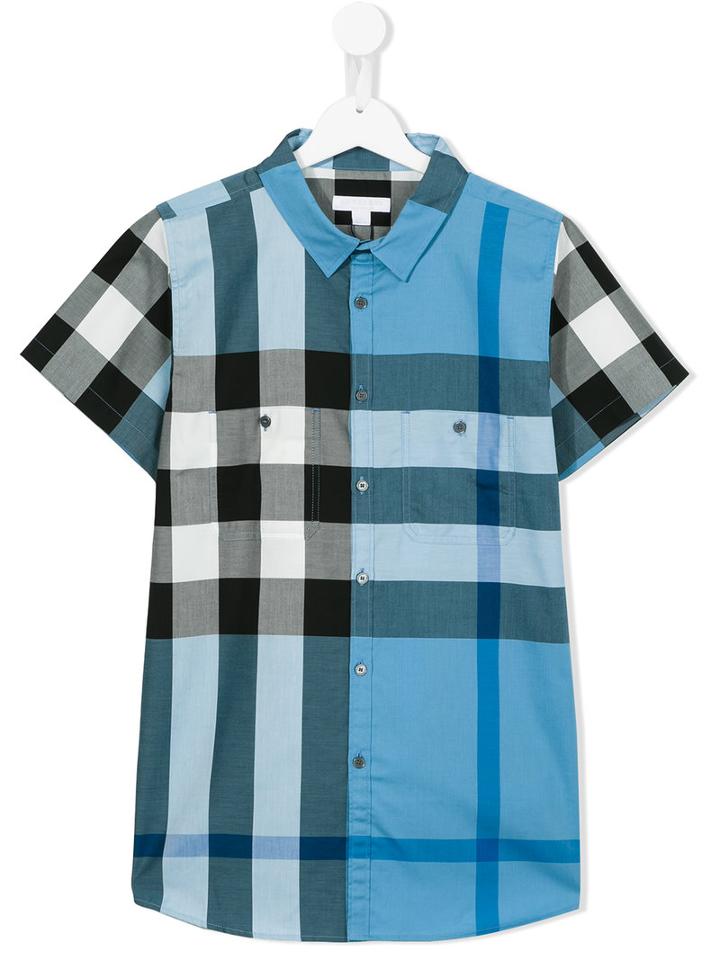 Burberry Kids Checked Shirt, Boy's, Size: 14 Yrs, Blue