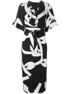 Issa Printed V-neck Dress, Women's, Size: 4, Black, Silk/polyester