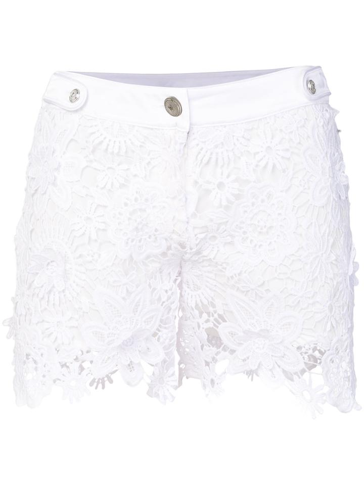 Just Cavalli Lace Fitted Shorts - White