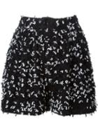 Julien David Woolly Monochrome Shorts, Women's, Size: Medium, Black, Silk/cotton/nylon/wool