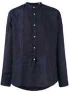 The Gigi - Band Collar Shirt - Men - Linen/flax - 41, Blue, Linen/flax