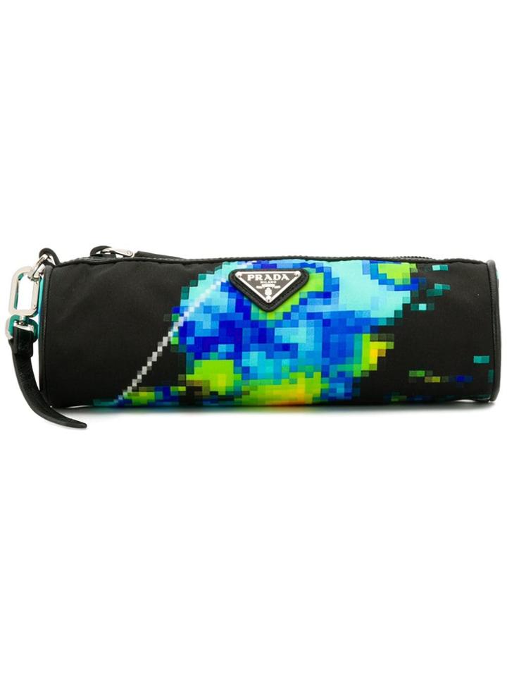 Prada Pixel Print Zipped Pouch - Black