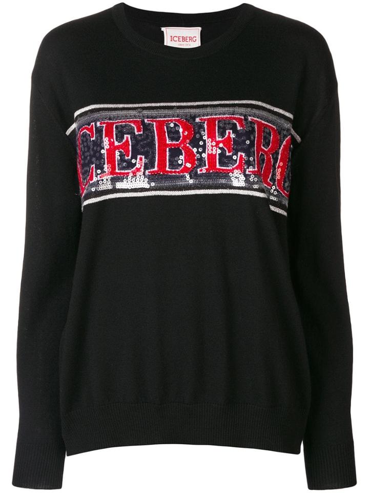 Iceberg Sequin Embellished Jumper - Black