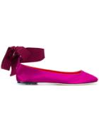 Pollini Ankle Tie Ballerina Pumps - Pink & Purple