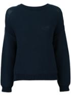 Vince Crew Neck Jumper, Women's, Size: Large, Blue, Cotton/polyamide