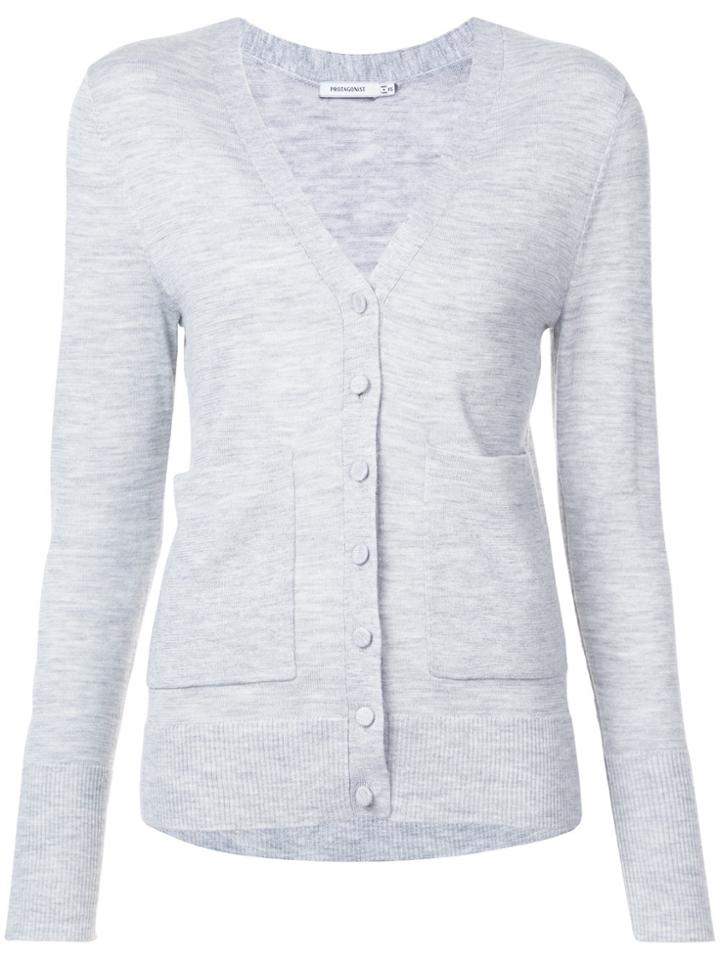 Protagonist Deep V-neck Cardigan - Grey