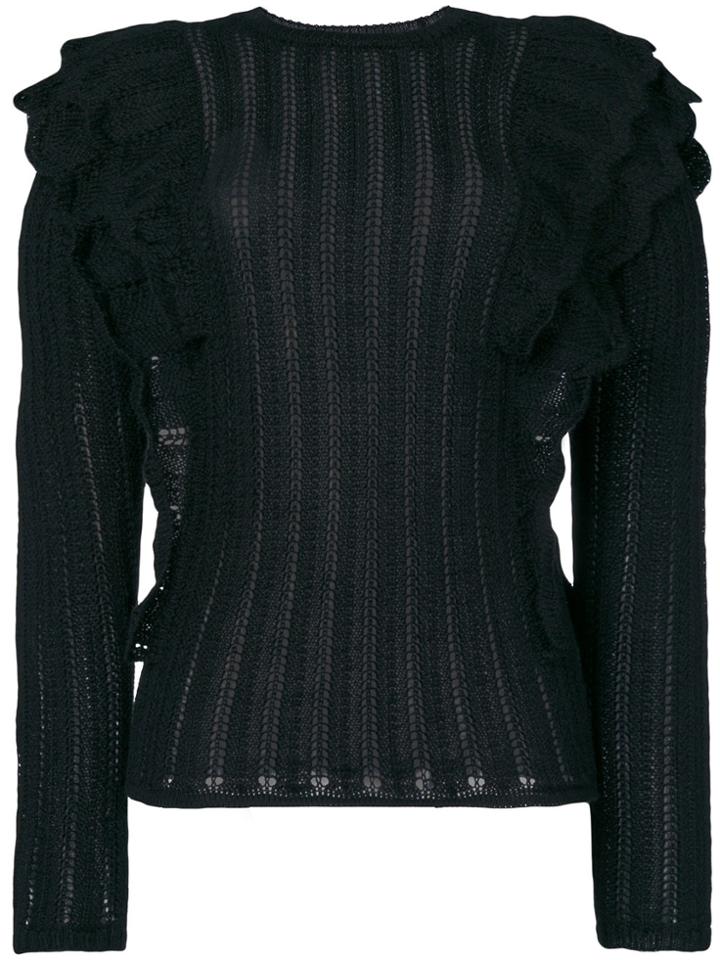 Iro Dolipa Ruffled Pointelle-knit Sweater - Black