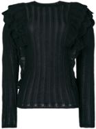 Iro Dolipa Ruffled Pointelle-knit Sweater - Black