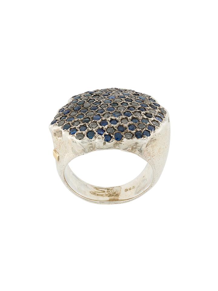 Rosa Maria Pave Diamond And Sapphire Ring - Metallic