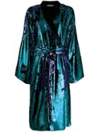 Amen Sequined Wrap Midi Dress - Blue