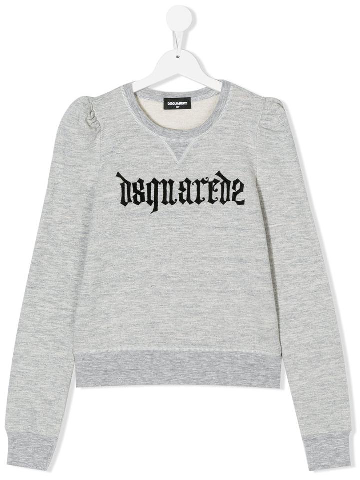 Dsquared2 Kids - Teen Logo Print Sweatshirt - Kids - Cotton/spandex/elastane/viscose - 16 Yrs, Grey