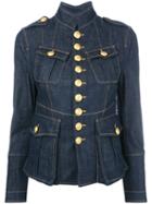 Dsquared2 Livery Tenant Military Jacket, Women's, Size: 42, Blue, Cotton/spandex/elastane