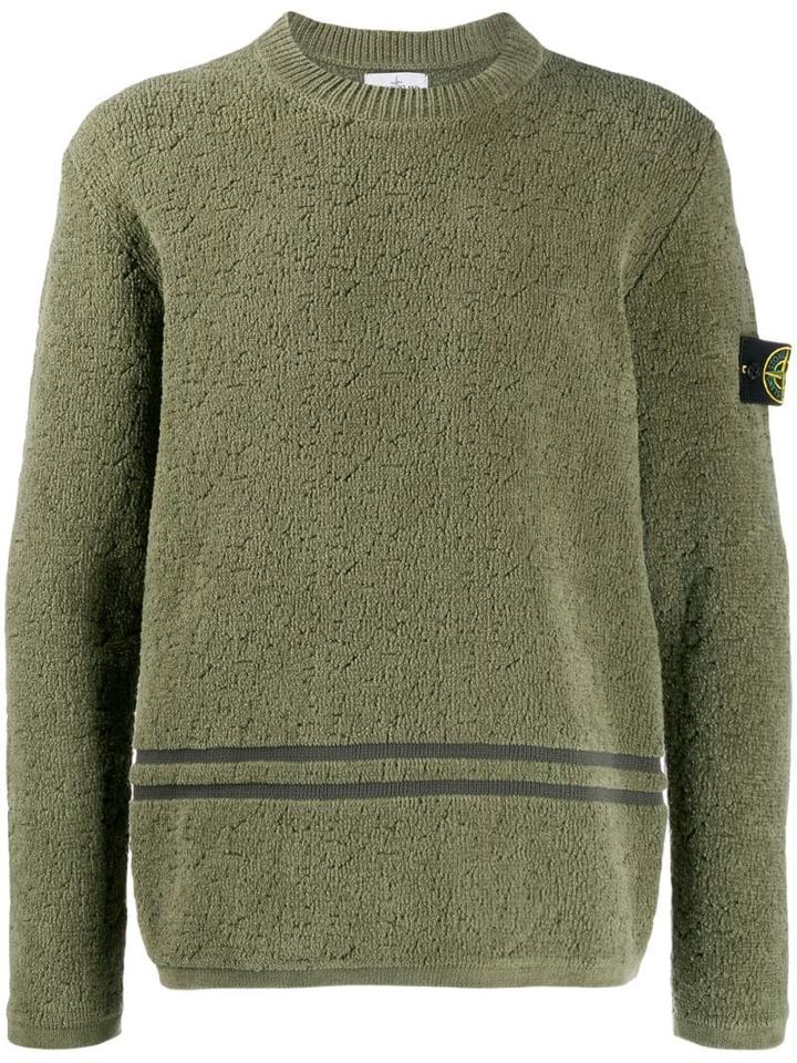 Stone Island Logo Patch Textured Jumper - Green
