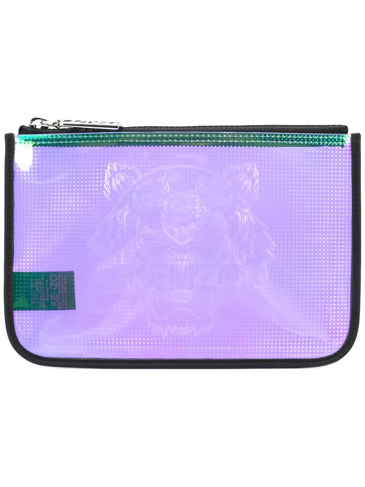 Kenzo Transparent Clutch Bag, Women's, Purple, Polyurethane/pvc