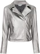 Liu Jo Metallic Biker Jacket - Grey