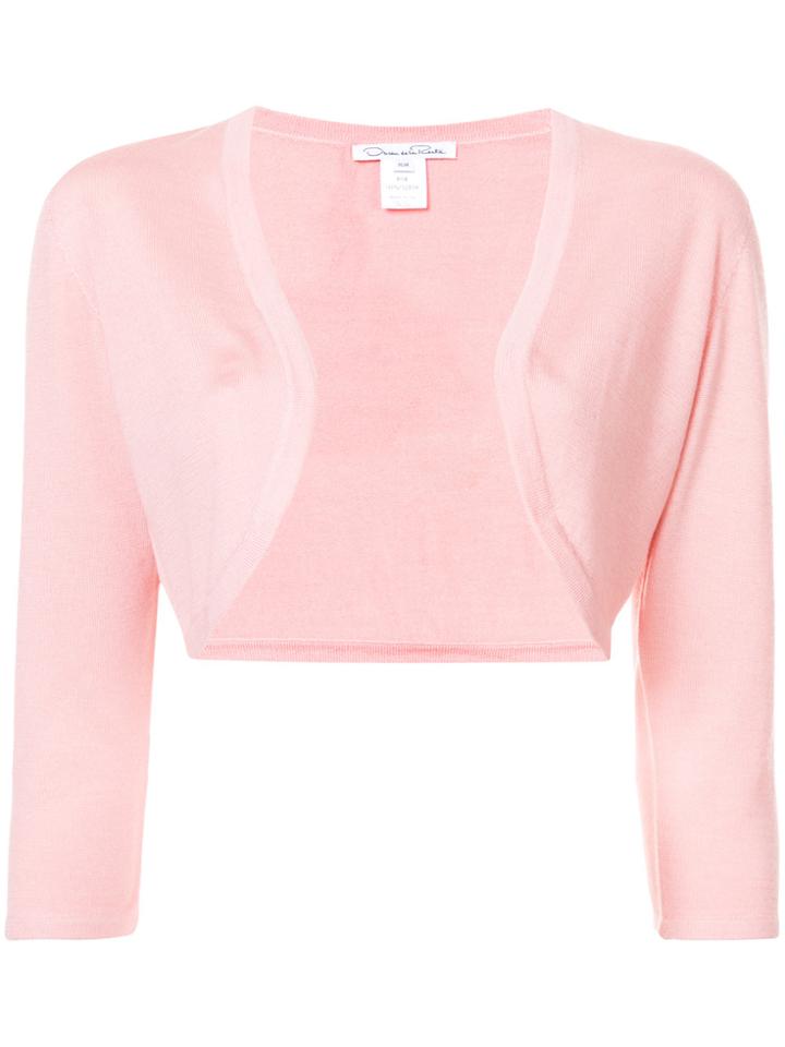 Oscar De La Renta Knitted Bolero Cardigan - Pink & Purple
