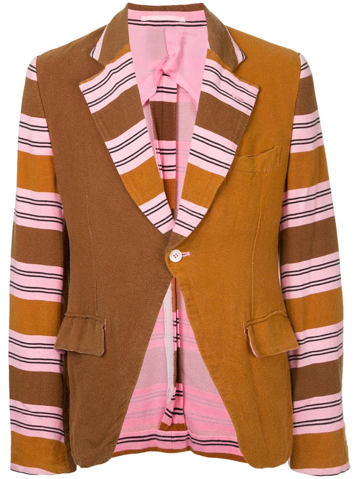 Comme Des Garçons Vintage Striped Long Sleeve Blazer - Brown