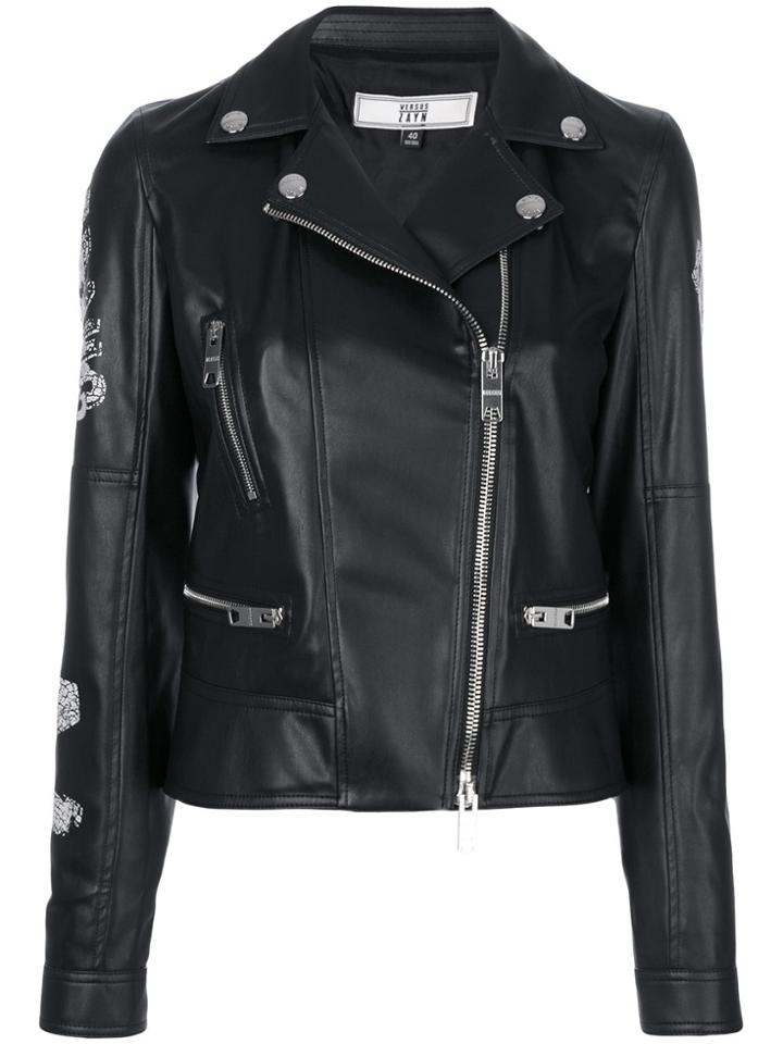 Versus Printed Back Biker Jacket - Black