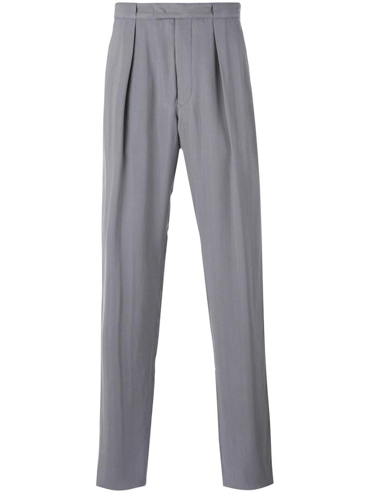 Giorgio Armani - Pleated Loose-fit Tailored Trousers - Men - Cotton/cupro - 50, Grey, Cotton/cupro