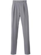 Giorgio Armani - Pleated Loose-fit Tailored Trousers - Men - Cotton/cupro - 50, Grey, Cotton/cupro