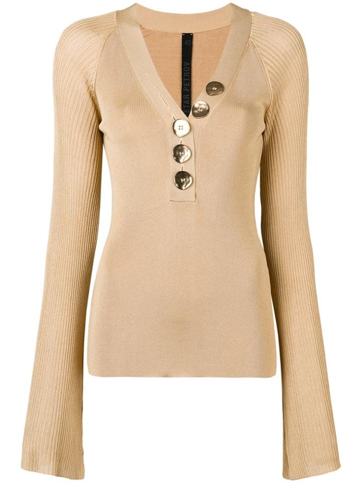 Petar Petrov Buttoned V-neck Jumper - Neutrals