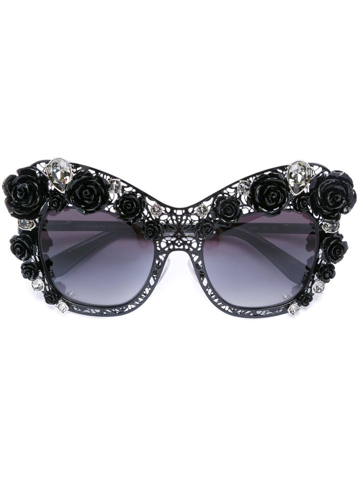 Dolce & Gabbana Eyewear Lace Bouquet Sunglasses - Black