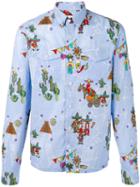 Prada - Mexico Print Shirt - Men - Cotton - 41, Blue, Cotton