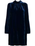 Antonelli Velvet Shift Dress - Blue