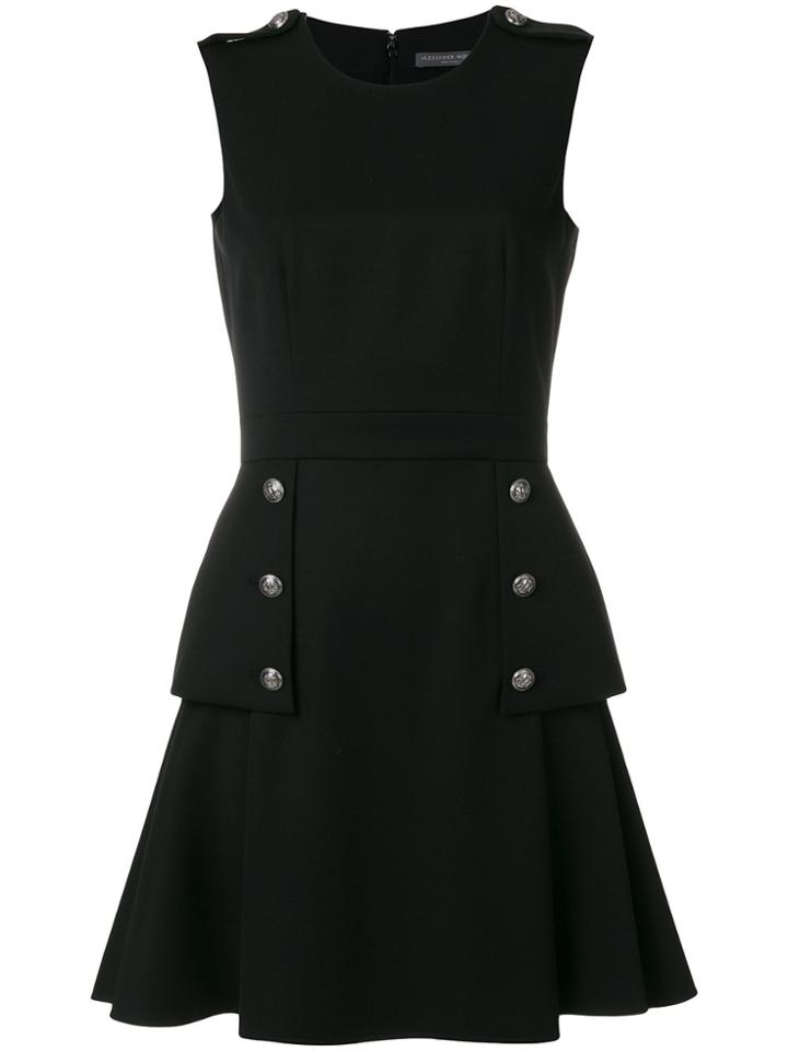 Alexander Mcqueen Military Peplum Dress - Black