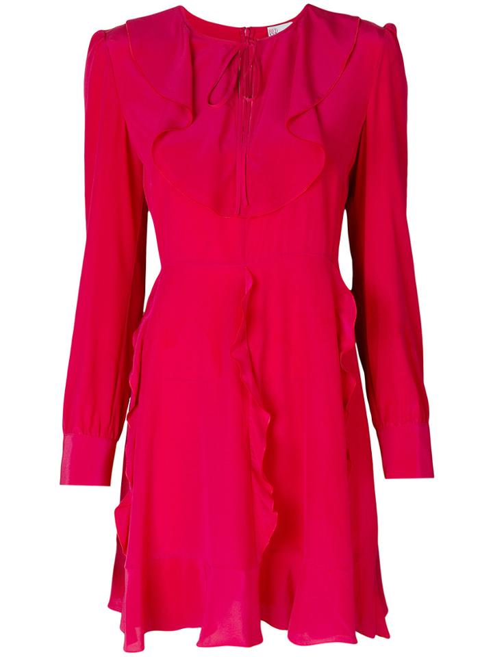 Red Valentino Long-sleeved Ruffle Dress - Pink & Purple