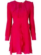 Red Valentino Long-sleeved Ruffle Dress - Pink & Purple