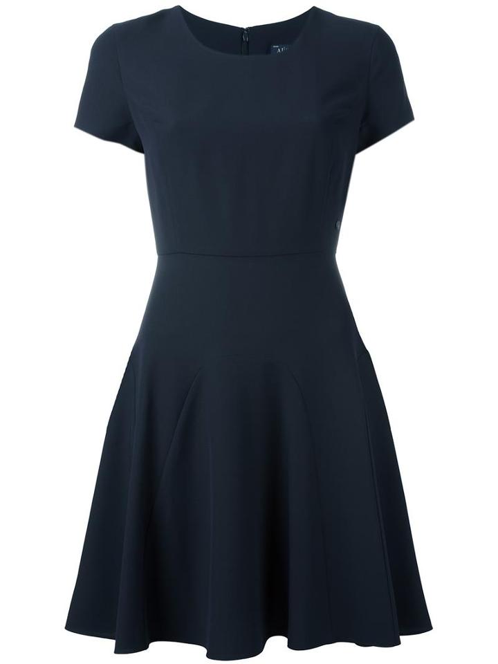 Armani Jeans Flared Pleated Dress, Women's, Size: 44, Blue, Polyester