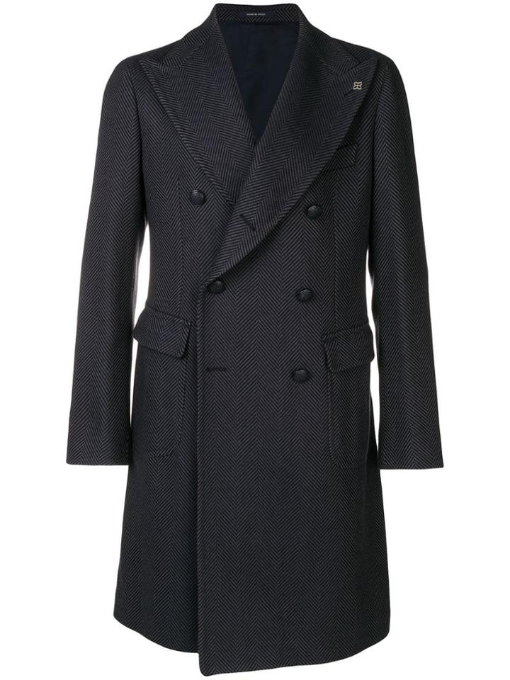 Tagliatore Chevron Pattern Coat - Blue