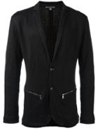John Varvatos Zipped Pockets Blazer, Men's, Size: Medium, Black, Cotton/linen/flax/other Fibres