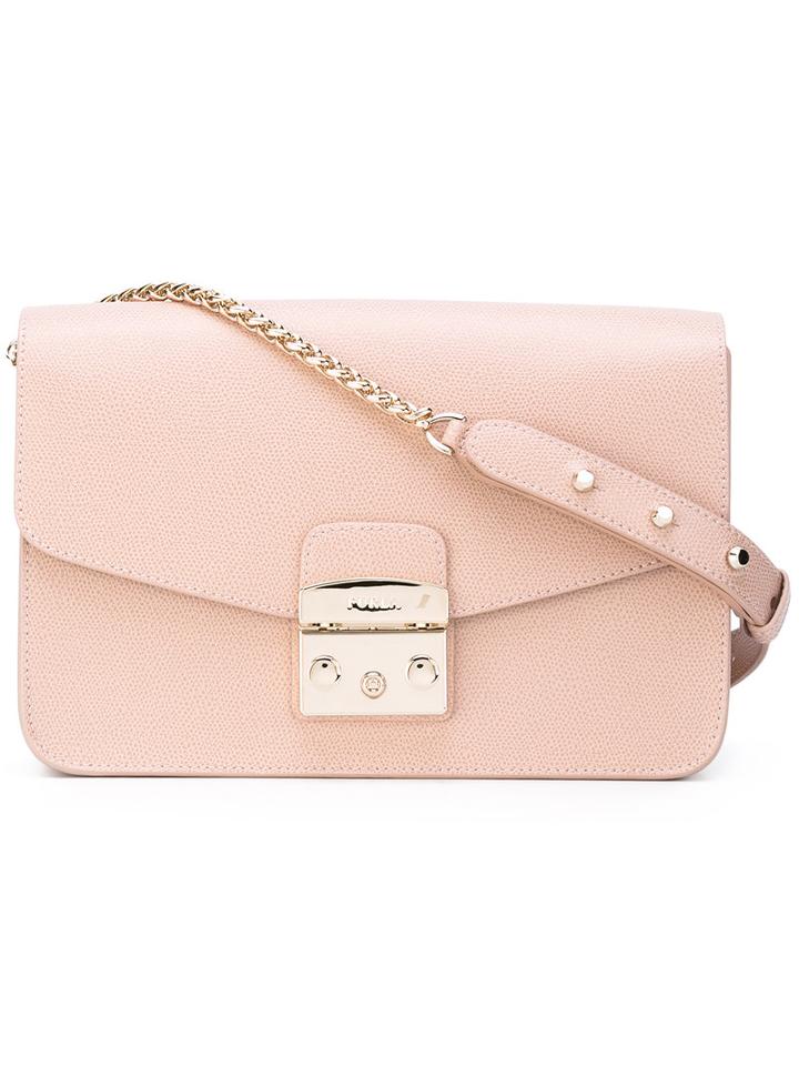 Furla Foldover Satchel Bag, Women's, Pink/purple, Leather