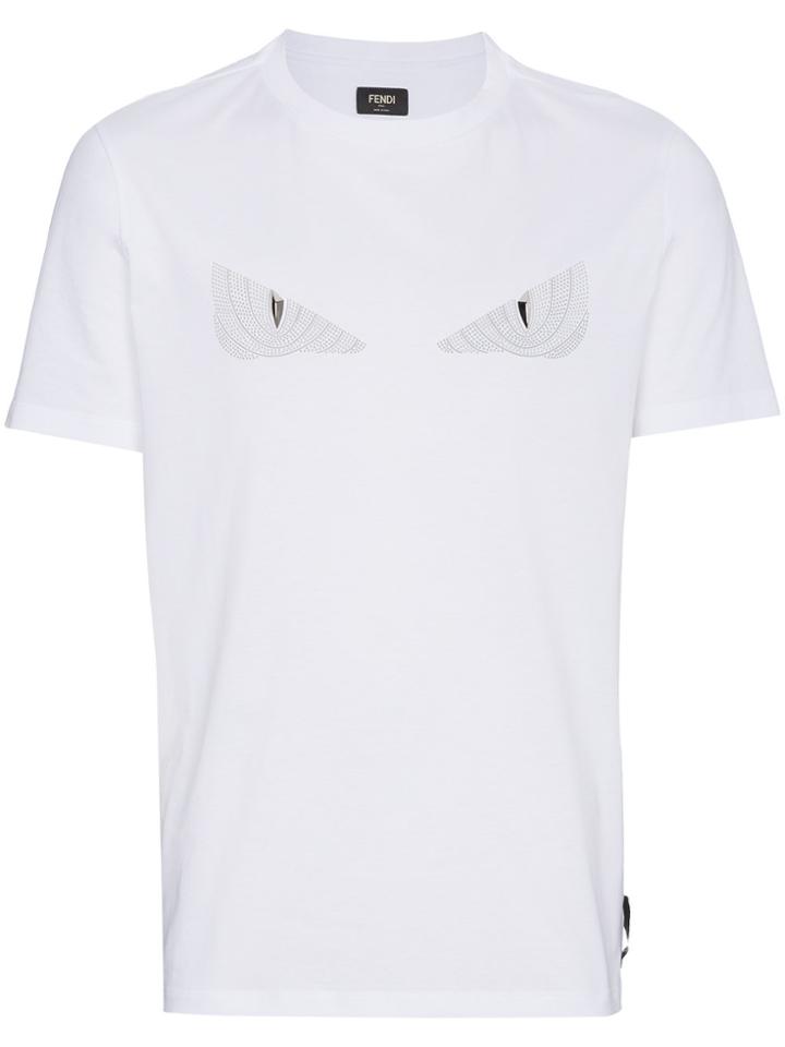 Fendi Monster Eyes Applique T Shirt - White