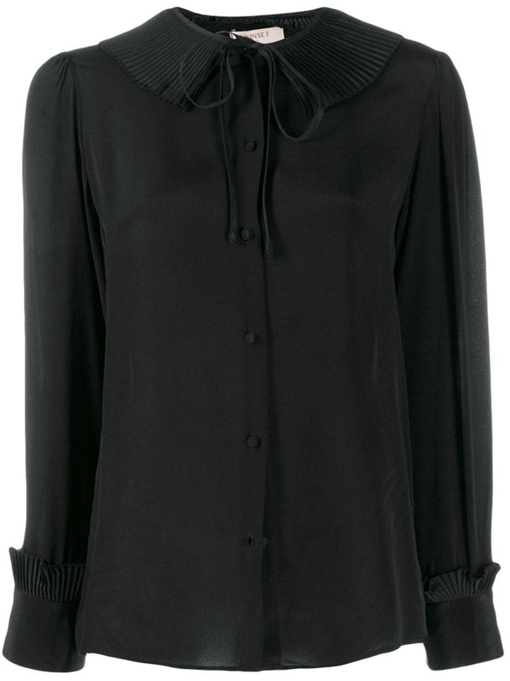 Twin-set Pleated Collar Blouse - Black
