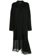 Y's Pleated Hem Coat - Black