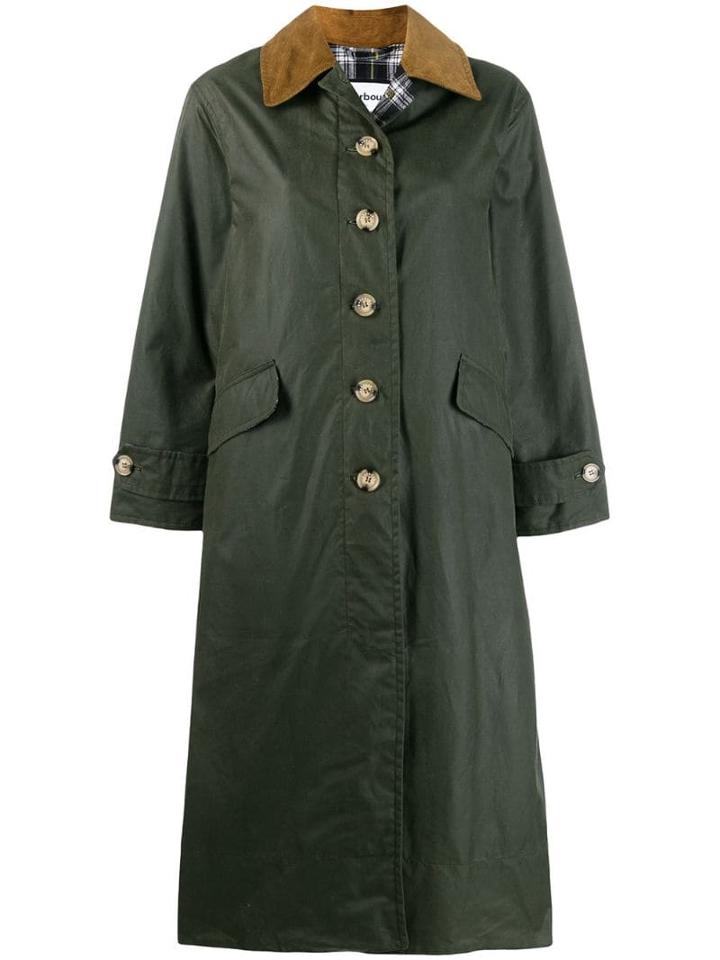 Barbour Check Lined Single-breasted Coat - Green